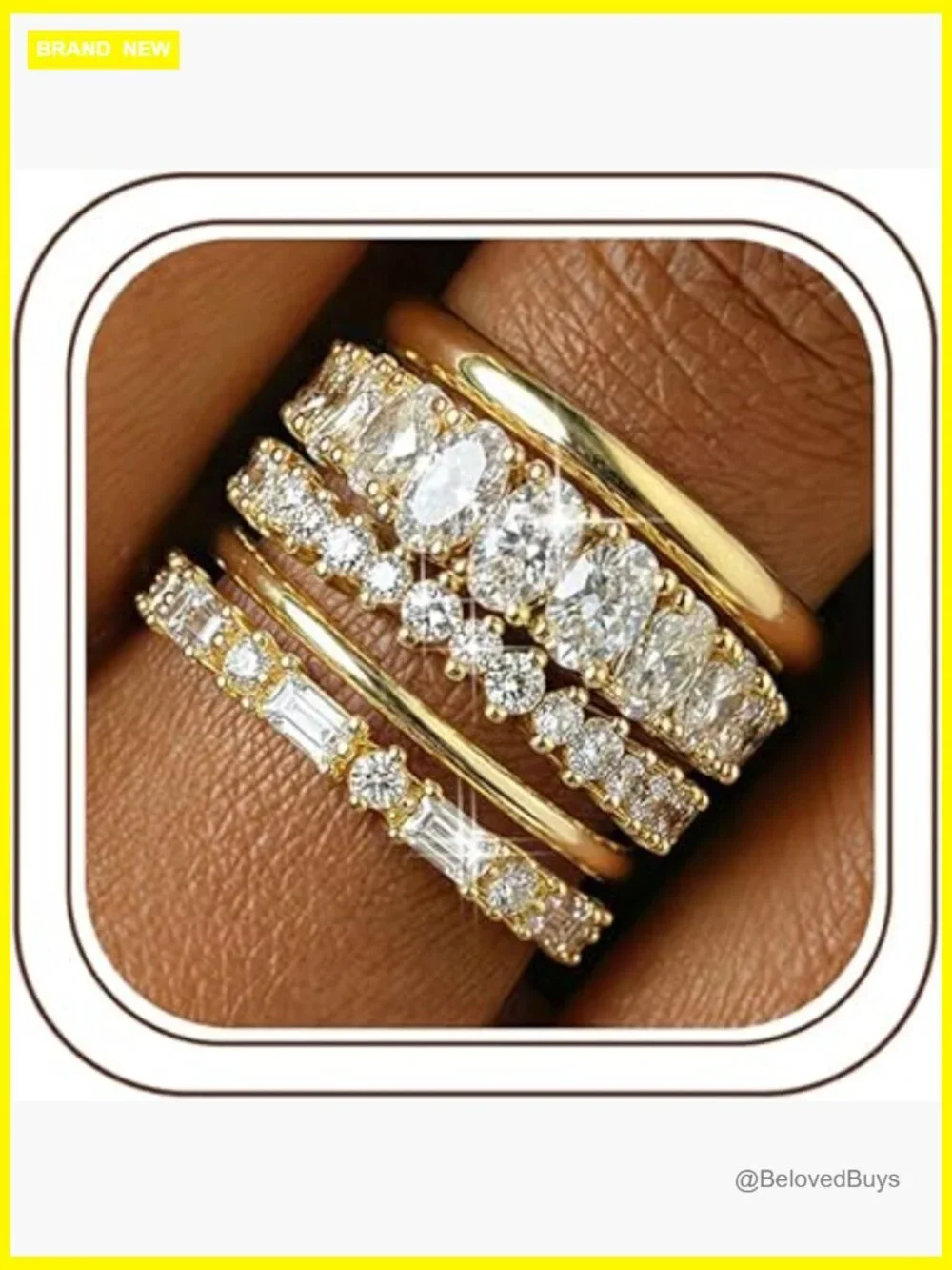 Dainty Stackable Rings for Women Non Tarnish Gold Plated Stacking Ring Set CZ